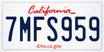 CA license plate 7MFS959