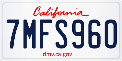 CA license plate 7MFS960