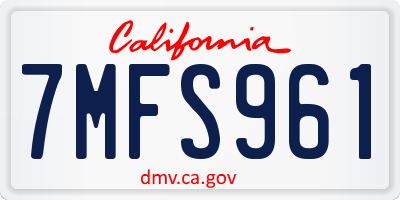CA license plate 7MFS961