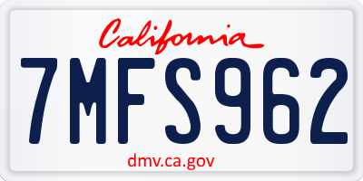 CA license plate 7MFS962