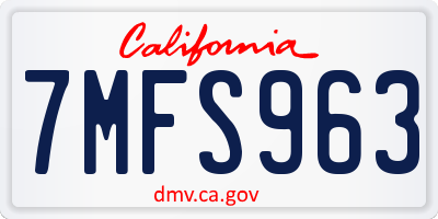 CA license plate 7MFS963