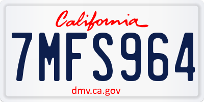 CA license plate 7MFS964