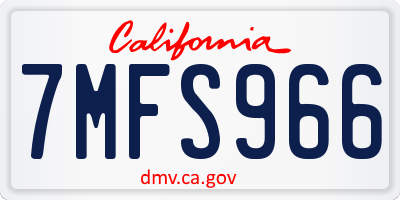 CA license plate 7MFS966
