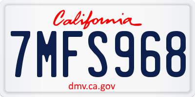 CA license plate 7MFS968