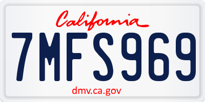 CA license plate 7MFS969