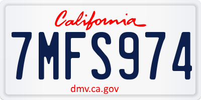 CA license plate 7MFS974