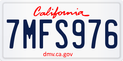 CA license plate 7MFS976