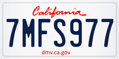 CA license plate 7MFS977