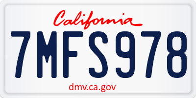 CA license plate 7MFS978