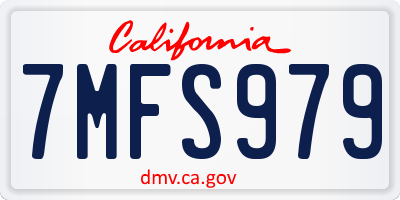 CA license plate 7MFS979