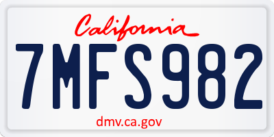 CA license plate 7MFS982