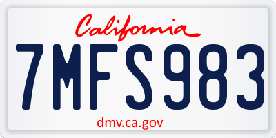 CA license plate 7MFS983