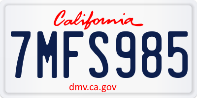 CA license plate 7MFS985
