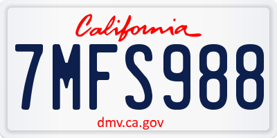 CA license plate 7MFS988