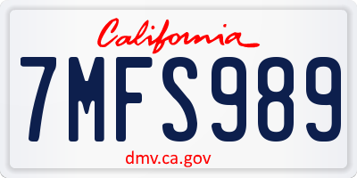 CA license plate 7MFS989