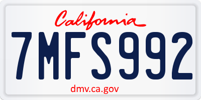 CA license plate 7MFS992