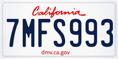 CA license plate 7MFS993
