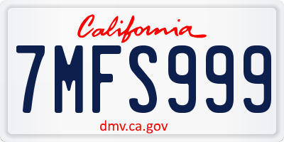 CA license plate 7MFS999