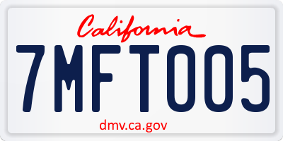 CA license plate 7MFT005