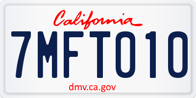 CA license plate 7MFT010