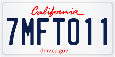 CA license plate 7MFT011