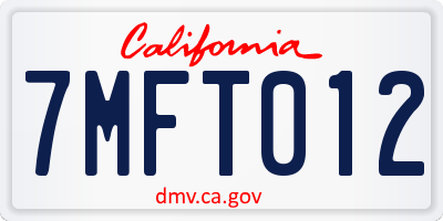 CA license plate 7MFT012
