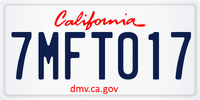 CA license plate 7MFT017