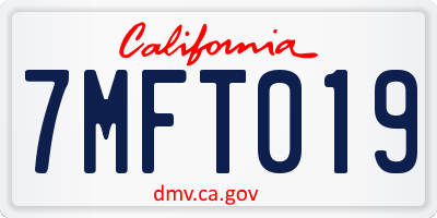 CA license plate 7MFT019