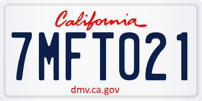 CA license plate 7MFT021