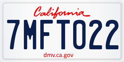 CA license plate 7MFT022