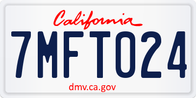 CA license plate 7MFT024