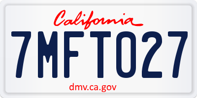 CA license plate 7MFT027