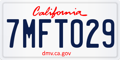 CA license plate 7MFT029