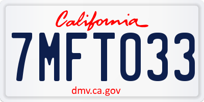 CA license plate 7MFT033