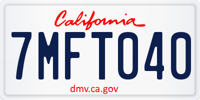 CA license plate 7MFT040