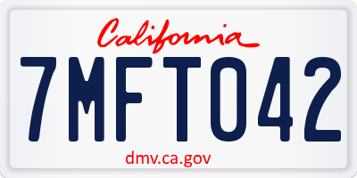 CA license plate 7MFT042