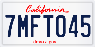 CA license plate 7MFT045