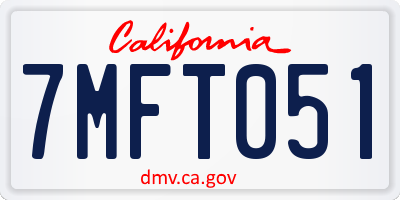 CA license plate 7MFT051