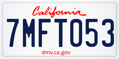 CA license plate 7MFT053