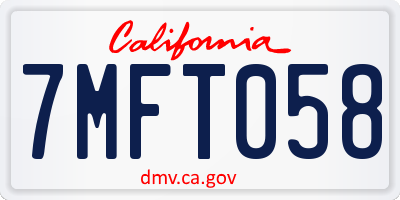 CA license plate 7MFT058