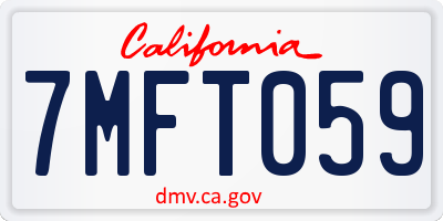 CA license plate 7MFT059