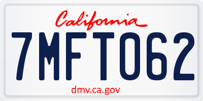 CA license plate 7MFT062