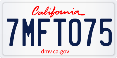 CA license plate 7MFT075