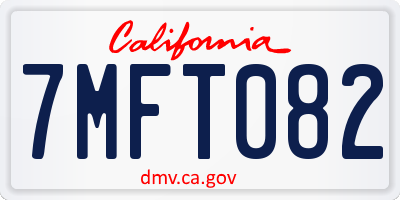 CA license plate 7MFT082