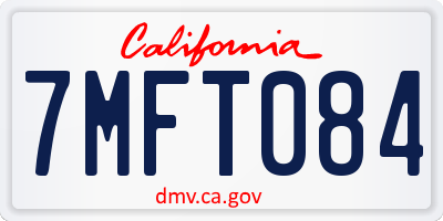 CA license plate 7MFT084