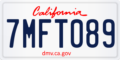 CA license plate 7MFT089