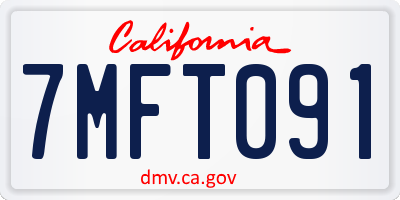 CA license plate 7MFT091