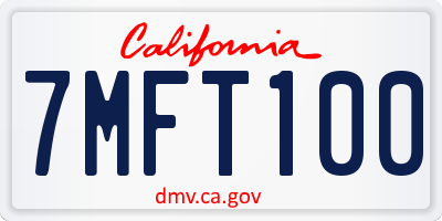 CA license plate 7MFT100