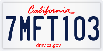 CA license plate 7MFT103