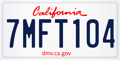 CA license plate 7MFT104